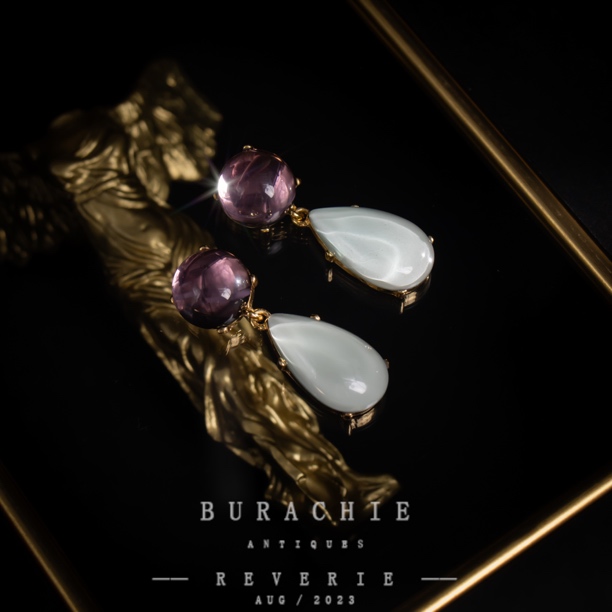 铜合金仿水晶耳饰 【9506】绝美珍藏 ｜艺术家系列1950纪念紫色莱茵