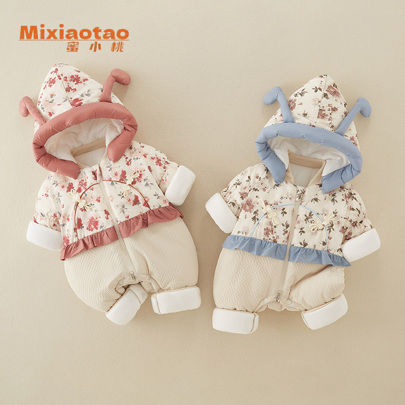 天使的翅膀 薄棉夹棉保暖闭档连体哈衣宝宝婴