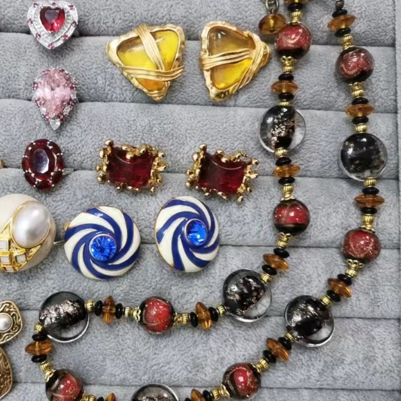 铜合金珐琅头饰    珐琅饰品  中古轻奢饰品复古气质时尚百搭精美