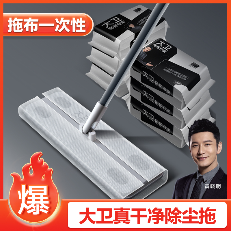 大卫拖把一次性静电除尘拖把干湿两用吸附毛发灰尘免手洗懒人神器