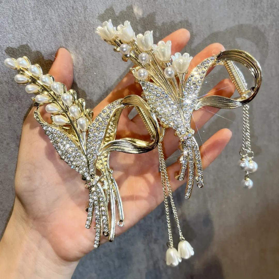 锌合金发饰 高级感麦穗抓夹精致大号鲨鱼夹盘发抓夹女后脑勺夹子