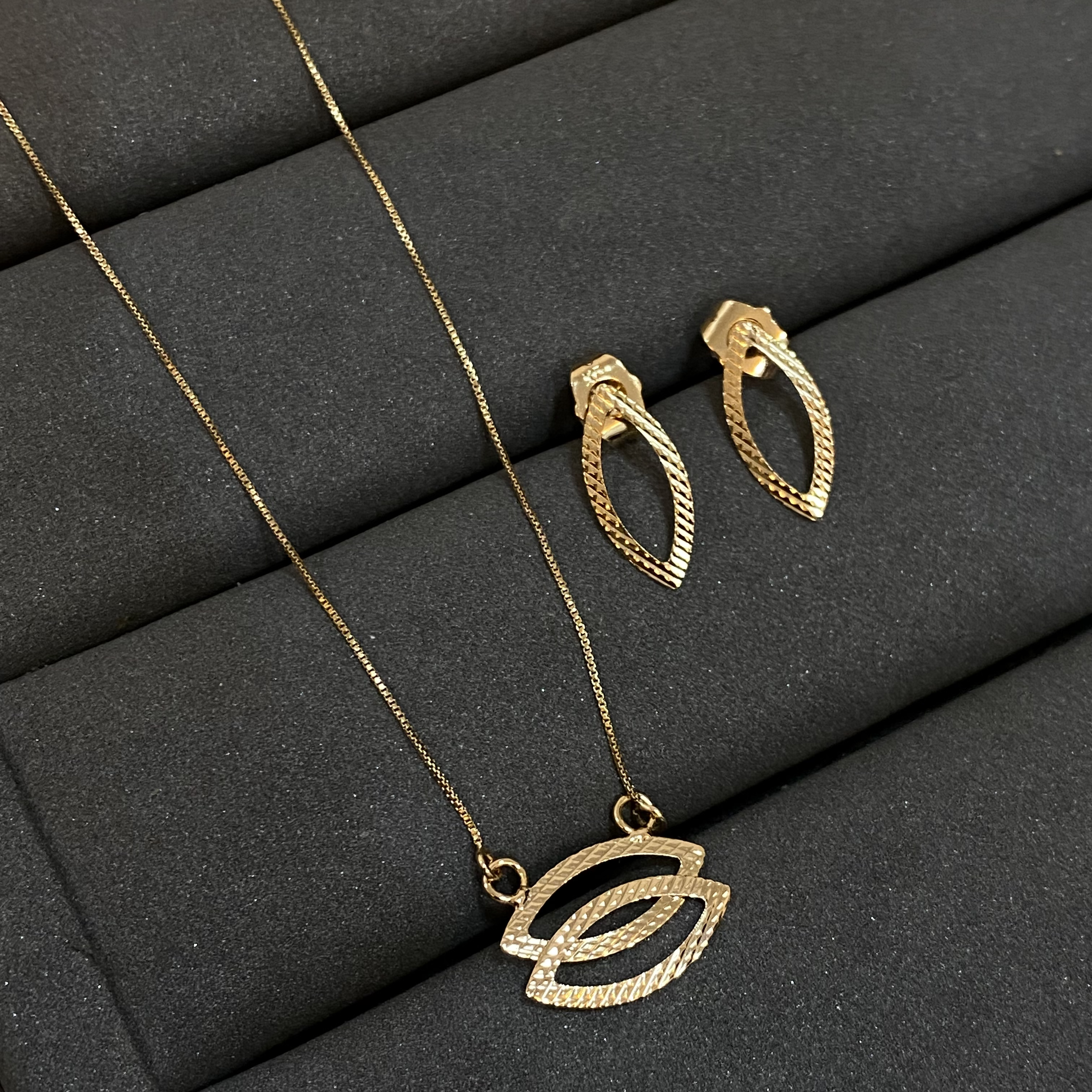 铜合金项链 iLaruN新款红金色项链耳钉套装