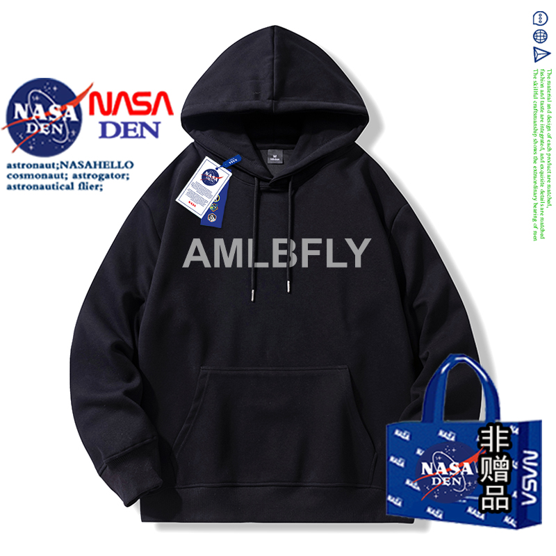 NASA联名韩版宽松卫衣女2023年秋冬季百搭连帽印花上衣打底衫ins