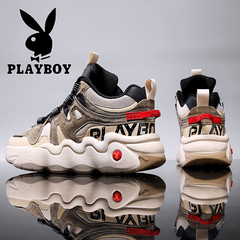PLAYBOY莆田男鞋冬季2023新款高帮复古老爹鞋子男款厚底运动潮鞋