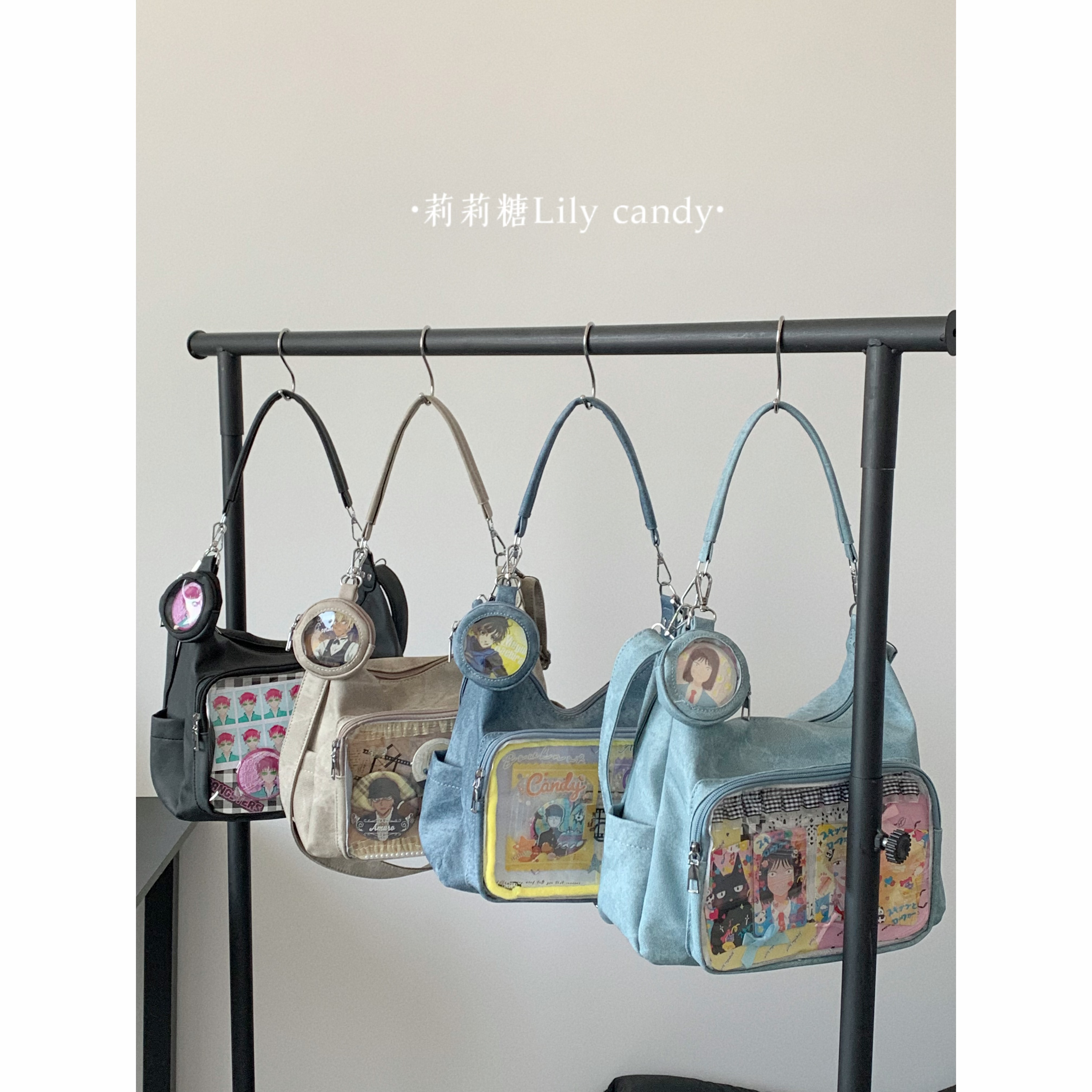 莉莉糖 原创自制痛包牛仔纹小众设计斜挎包二次元通勤单肩腋下包