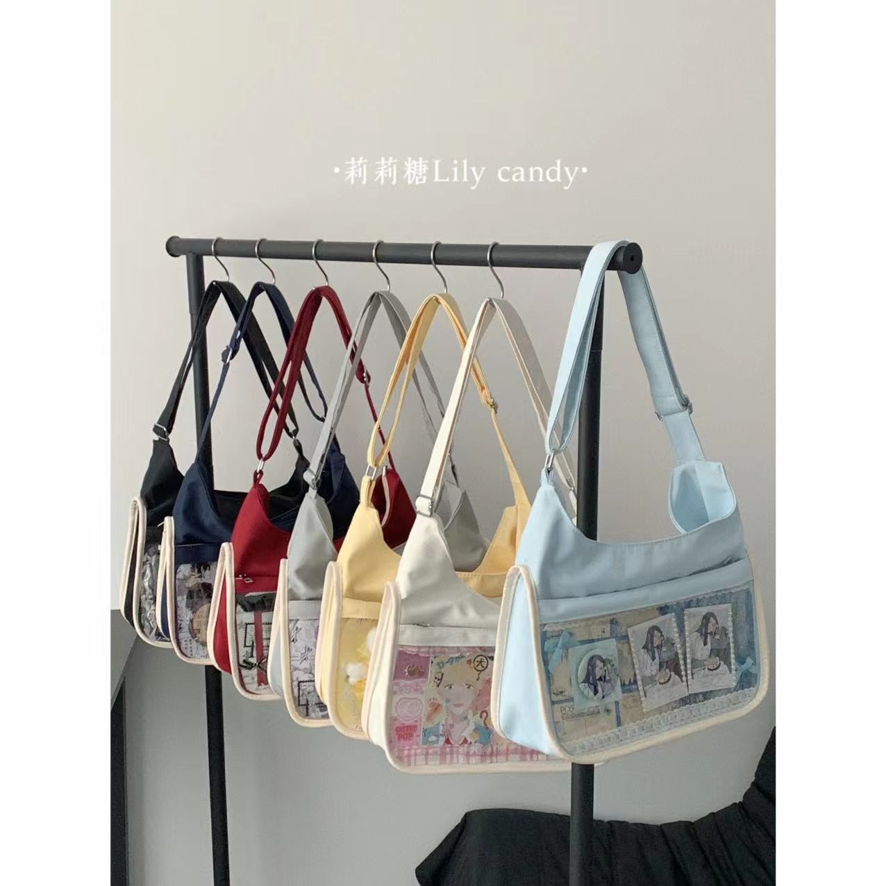 莉莉糖 原创自制痛包校供感单肩斜挎包包新款大容量休闲风通勤包