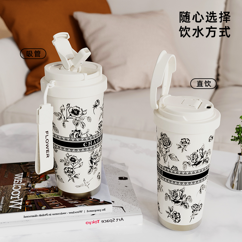 咖啡杯陶瓷内胆轻奢高颜值儿童便携316不锈钢车载大容量