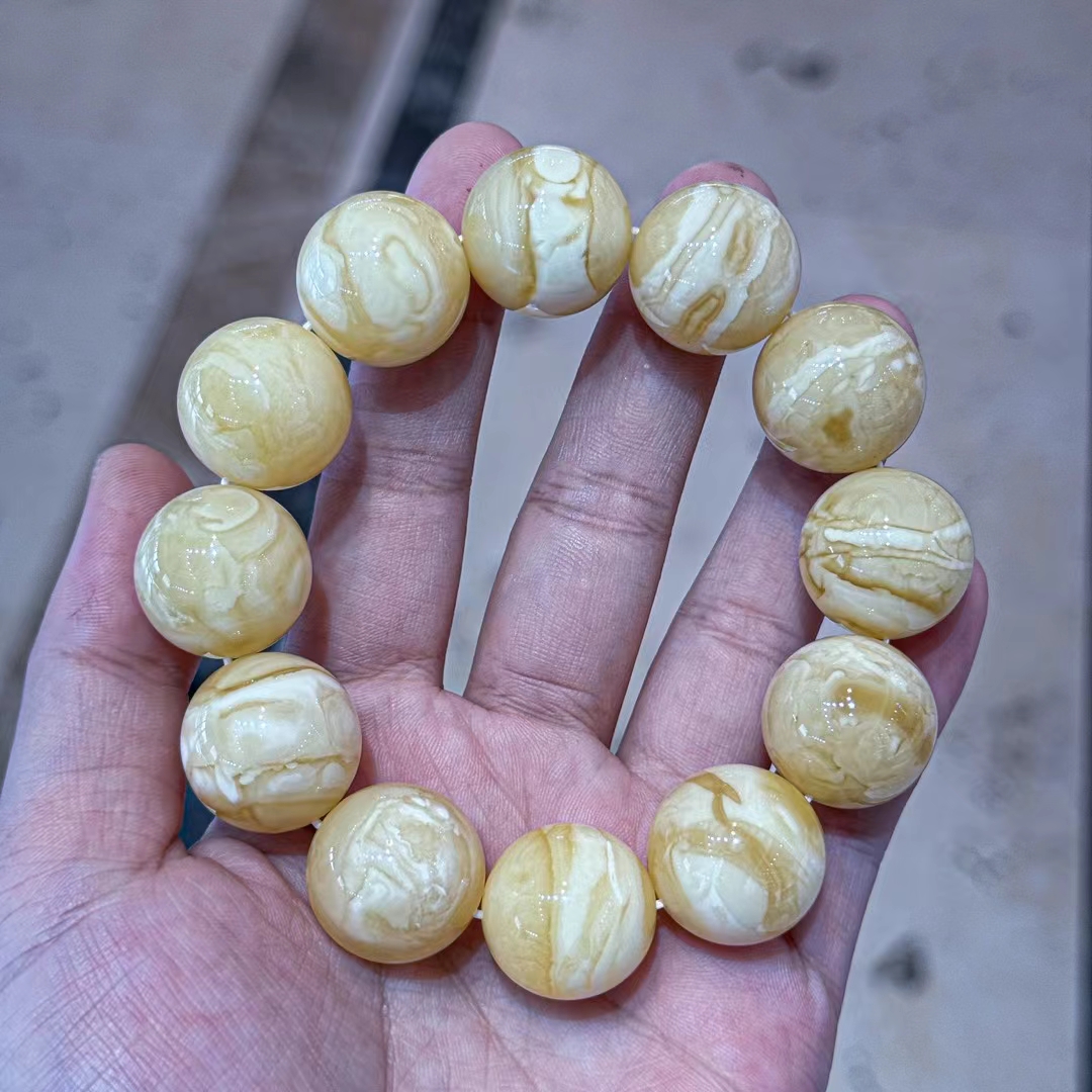 19➕俄料白花蜡手串,蜡实饱满,性价比高47.7g