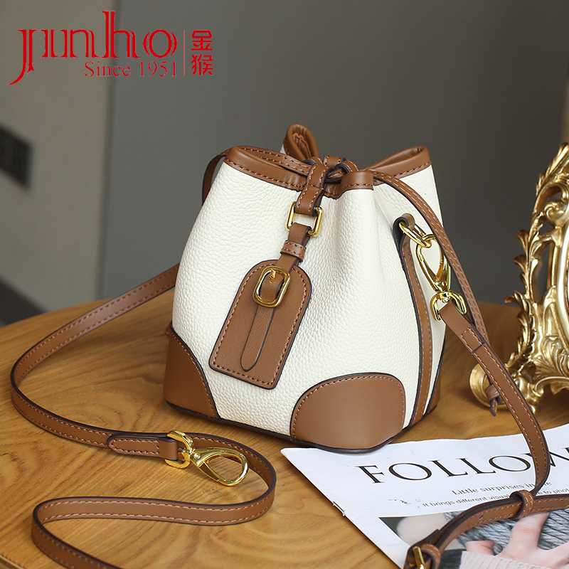 Jinho/金猴时尚真皮水桶包百搭撞色潮流女包休闲女士小包包24A274