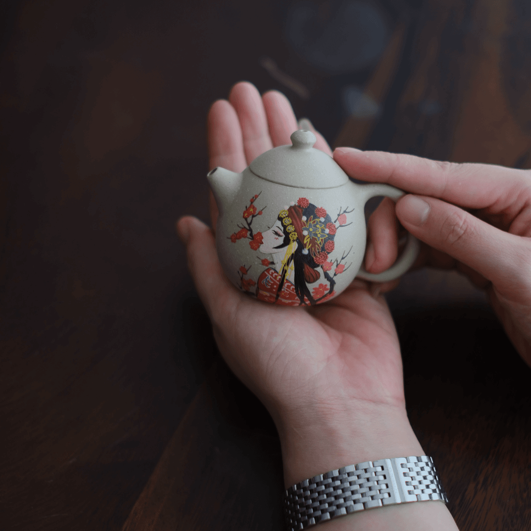 大碗茶器【龙蛋·霸王别姬】白脸白段宜兴饶青泥绘紫砂壶茶壶110cc