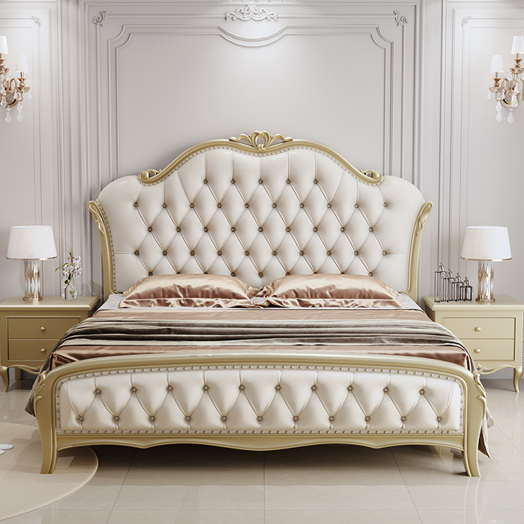 实木床雕花双人床双人主卧法式轻奢奶油风公主床欧式高端婚床大床