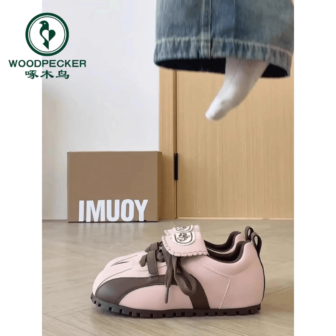 啄木鸟小众原创丑萌泡芙鞋女软底2024年秋季新款运动休闲德训鞋子