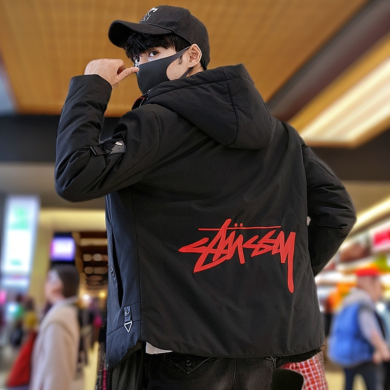 培蒙冬季男士新款羽绒服韩版修身连帽外套青少年时尚潮流百搭上衣