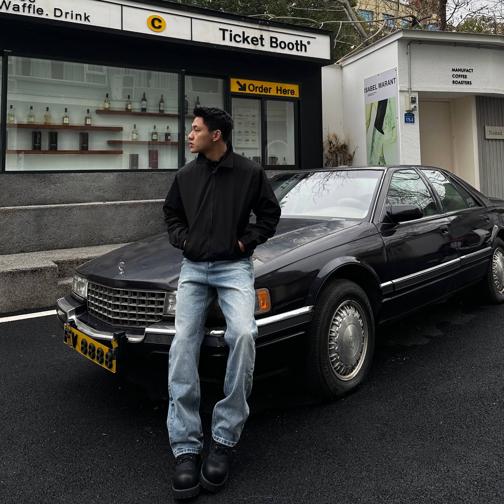 GTAL美式15高盎司蓝水洗复古做旧纹理直筒牛仔裤休闲vintage 长裤