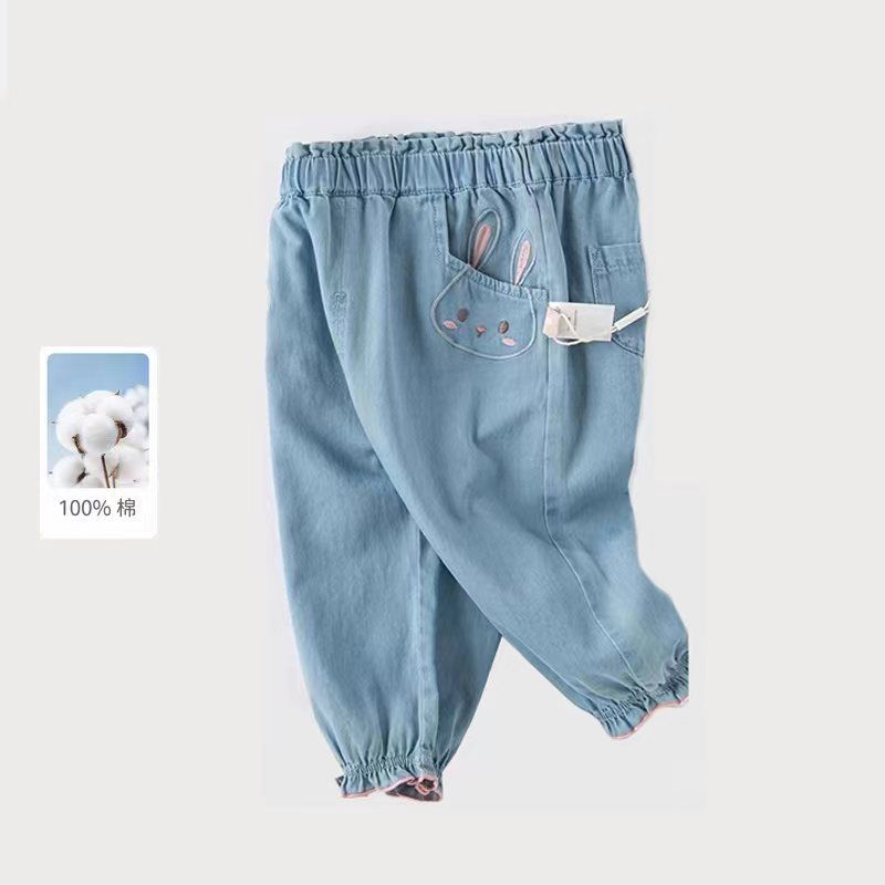 新款上新热销女童牛仔裤春秋装新款韩版儿童女宝宝洋气刺绣休闲裤