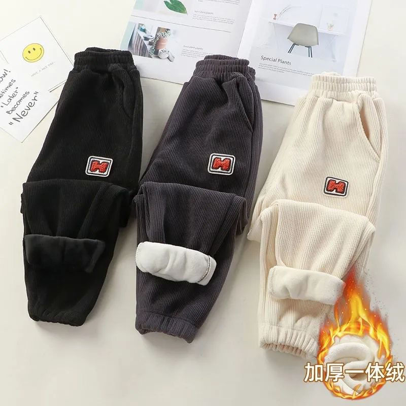 新款上新热销女童灯芯绒裤保暖裤子冬季外穿一体绒中大童秋冬款加