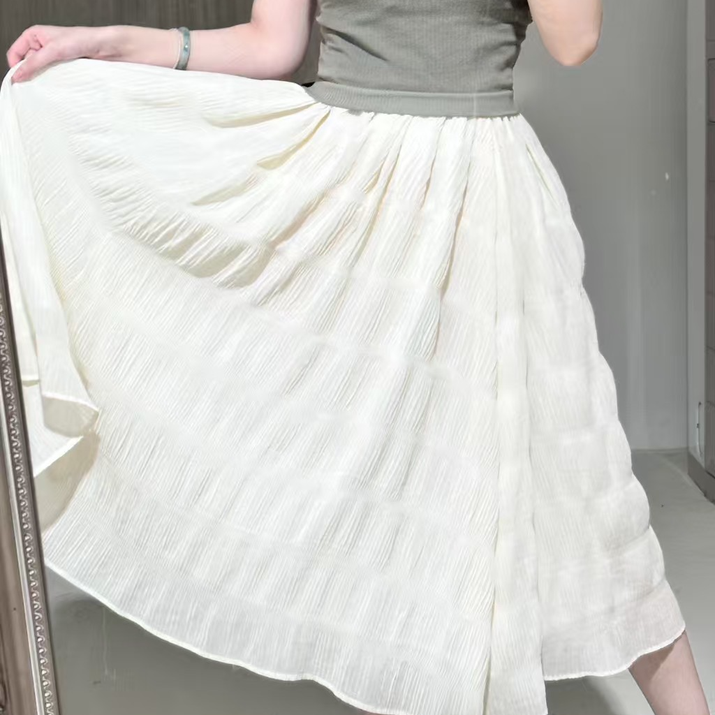 【时予】‘’三层裙‘’三米摆三层杏色纱裙夏日不透万能打底