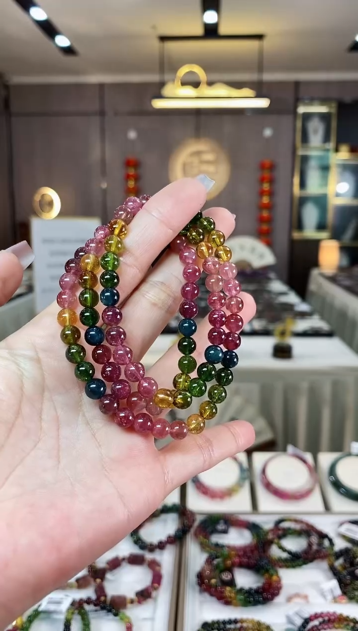 【闪购商品】碧玺三圈手串6.6mm+未镶嵌（多样性发一条）H