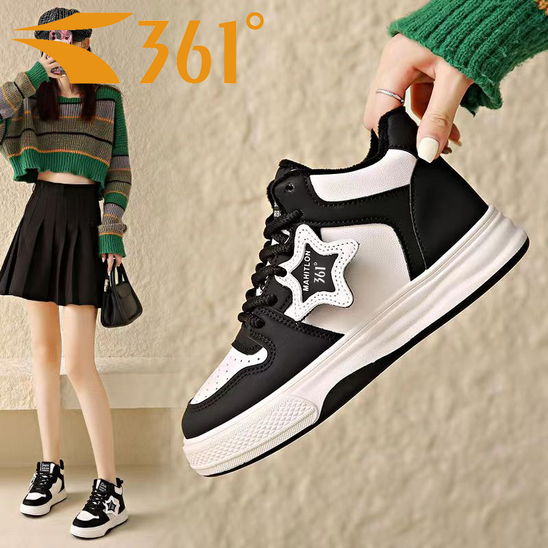 361°加绒板鞋女2023冬季新款保暖时尚棉鞋厚底休闲运动学生小白鞋