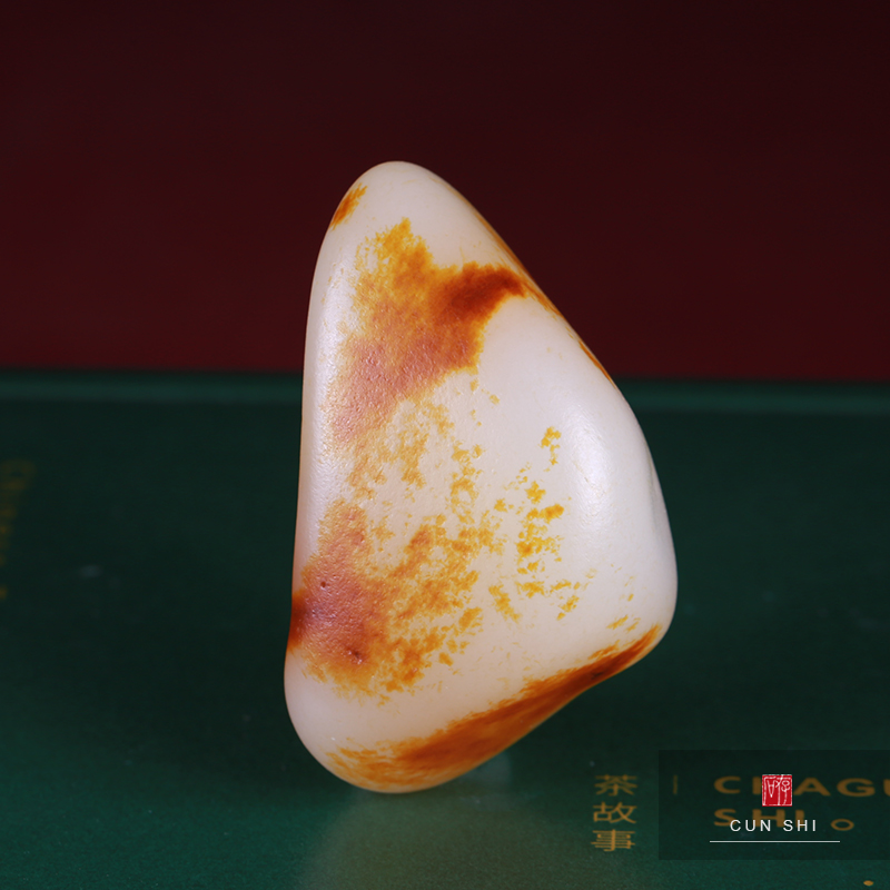 存石天然新疆和田玉聚红皮原石羊脂玉吊坠原籽无修挂件27.1g