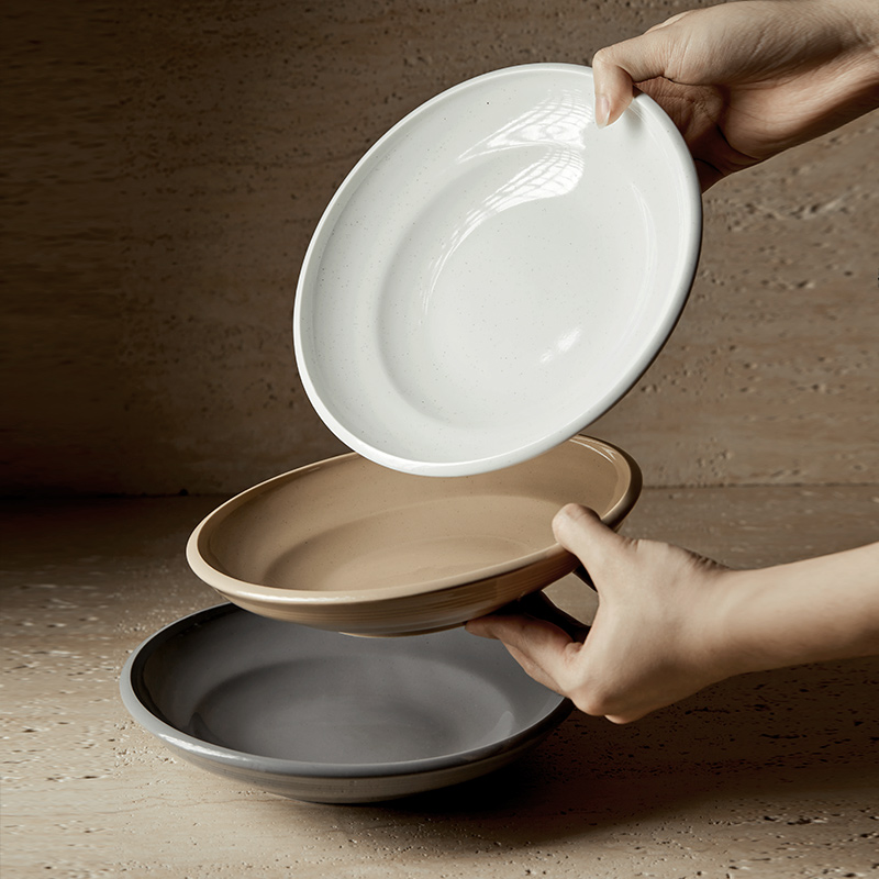 檀枂8.5英寸汤盘组合装家用高颜值陶瓷沙拉盘新中式轻奢风深汤盘