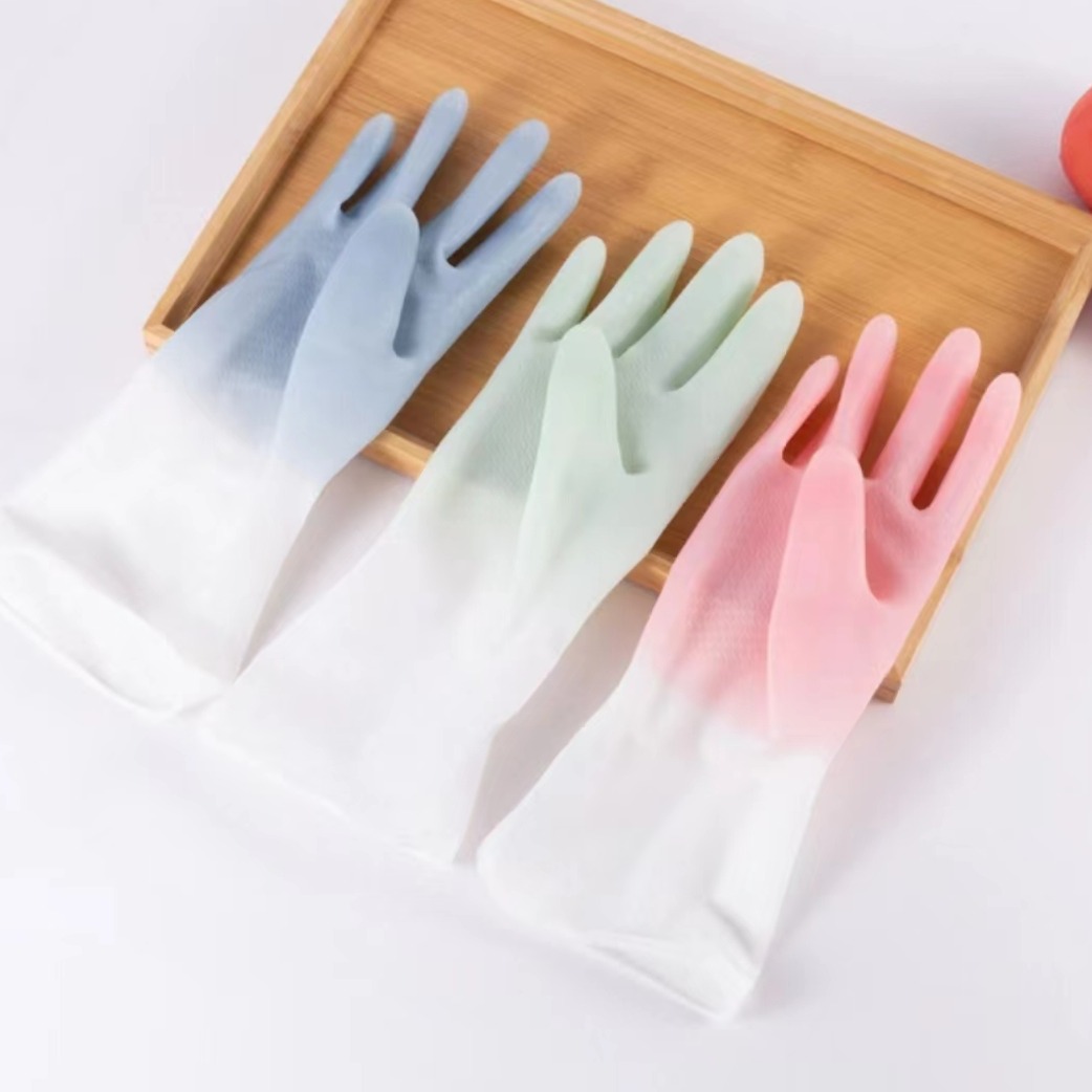 家务洗碗手套双拼色厨房清洁刷碗洗衣服橡胶防水防滑家用胶皮仙女