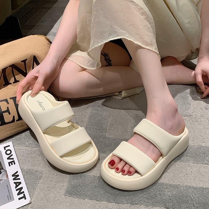 踩屎感增高厚底拖鞋女夏外穿2024新款配裙子网红沙滩孕妇休闲凉拖