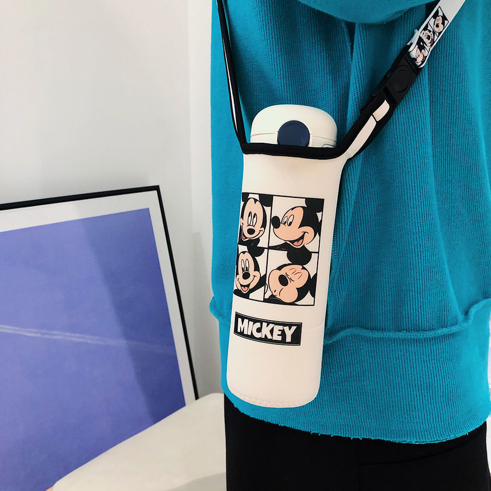 QF【泽如时雨】通用卡通杯套斜挎背带保温杯套玻璃杯保护套