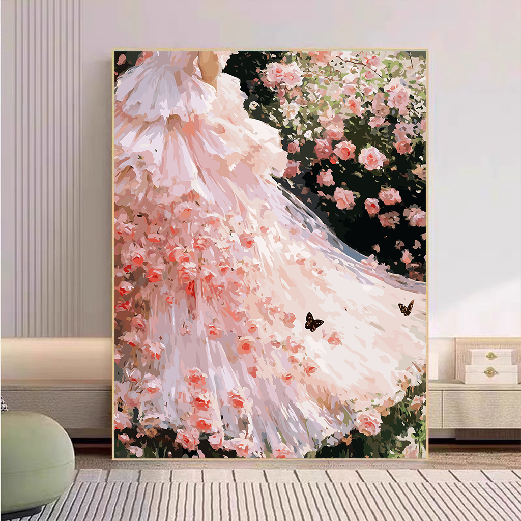 【玫瑰人生】高还原亚麻画布 肌理画 DIY数字油画丙烯手工装饰画