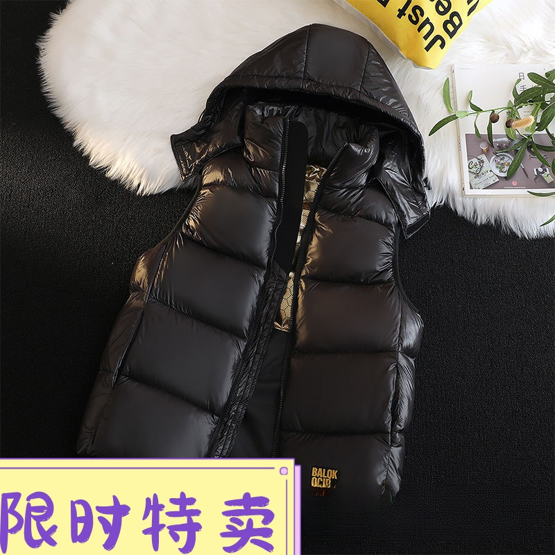 羽绒服马甲男冬季加厚防寒无袖羽绒服外套潮流大码连帽坎