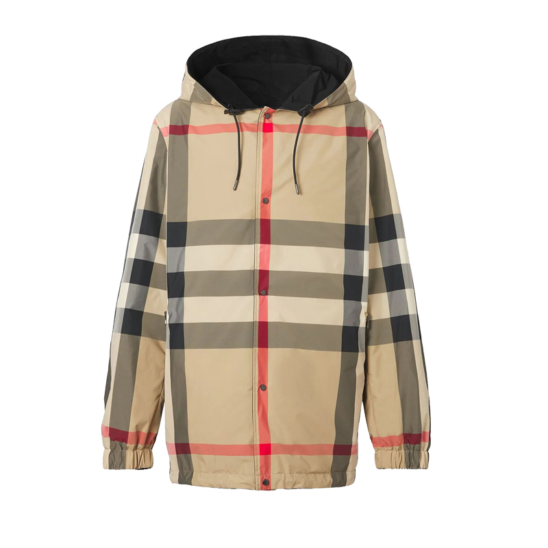 BURBERRY/博柏利秋季男士经典大格纹两面穿时尚拉链连帽夹克外套