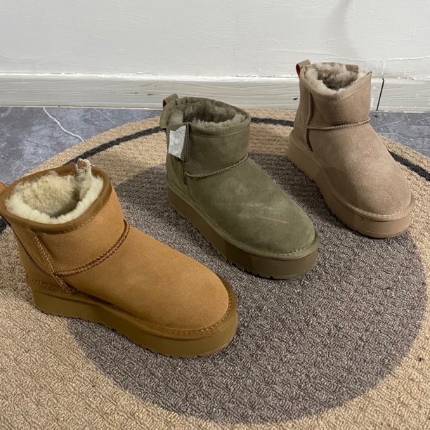 短筒秋冬磨砂皮平底时尚厚底时尚雪地靴保暖雪地靴皮毛一体