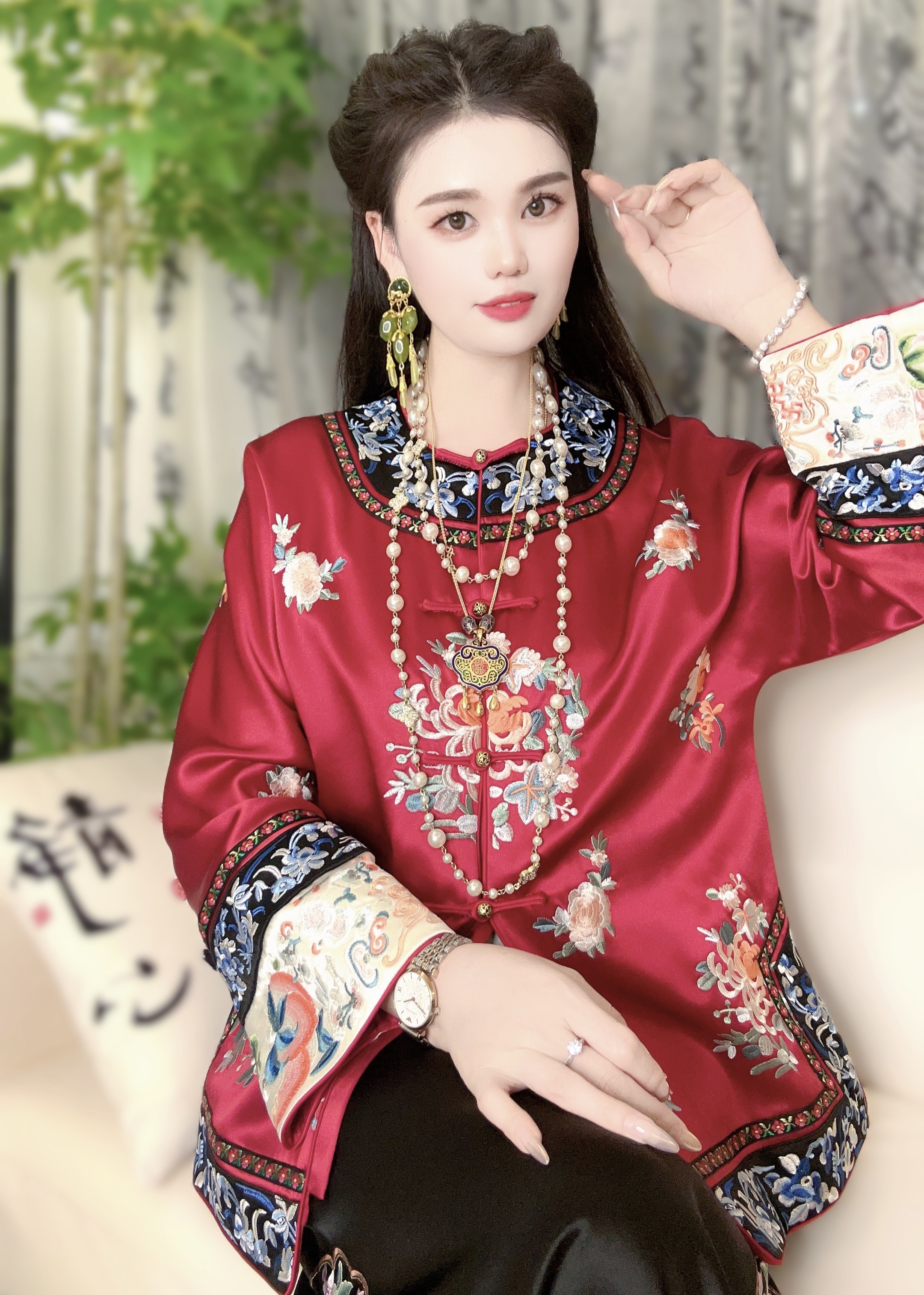 【丹妮甄选】-新中式少奶奶服重磅醋酸刺绣端庄显瘦气质外套606绣花