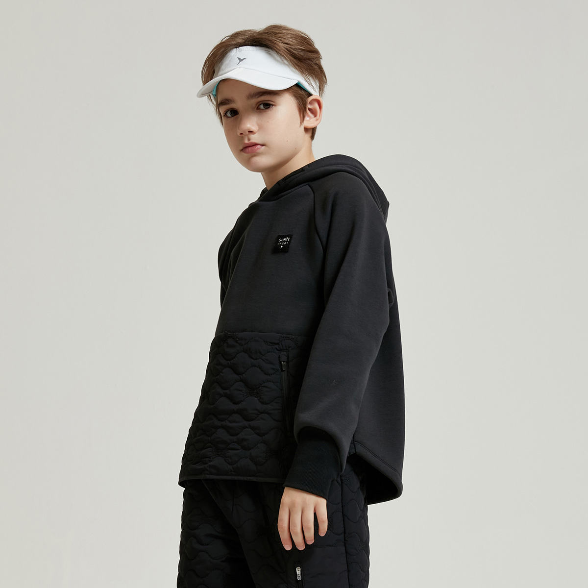 swift秋冬男童运动绒绒衣2025冬季新款儿童保暖连帽卫衣SW4230198