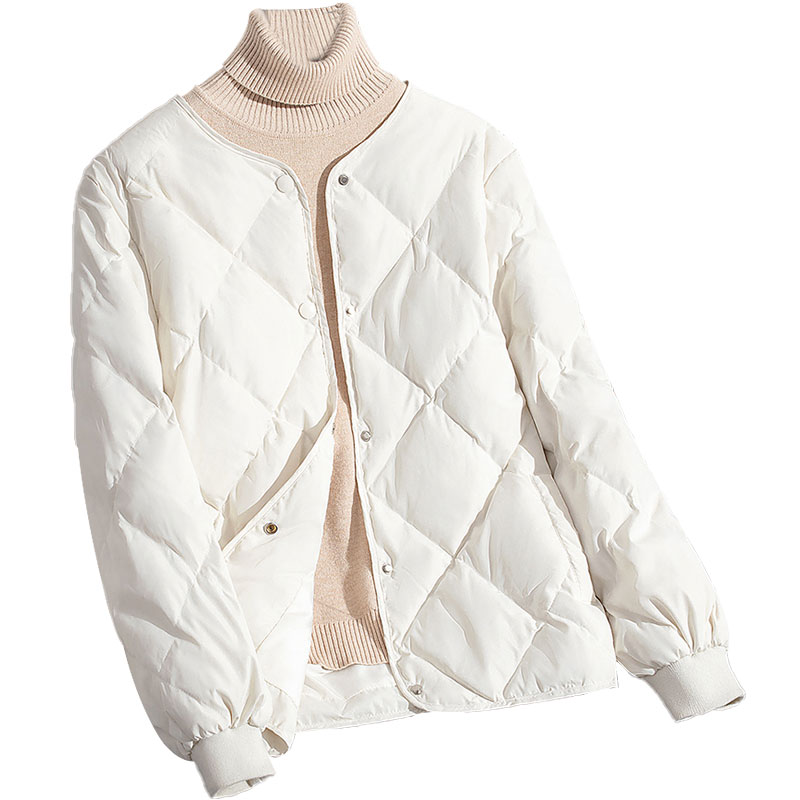 丝柏舍2025冬装新款女时尚长袖保暖纯色90绒菱格羽绒服S23B5587Y