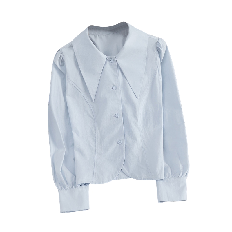 2025春装新款女装简约单排扣通勤宽松长袖翻领衬衫T41B0019C