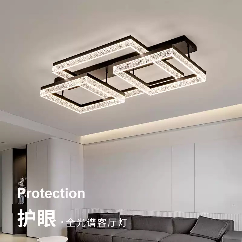 恋艺居现代意式极简客厅吸顶灯大气家用轻奢冰裂纹别墅大厅主灯