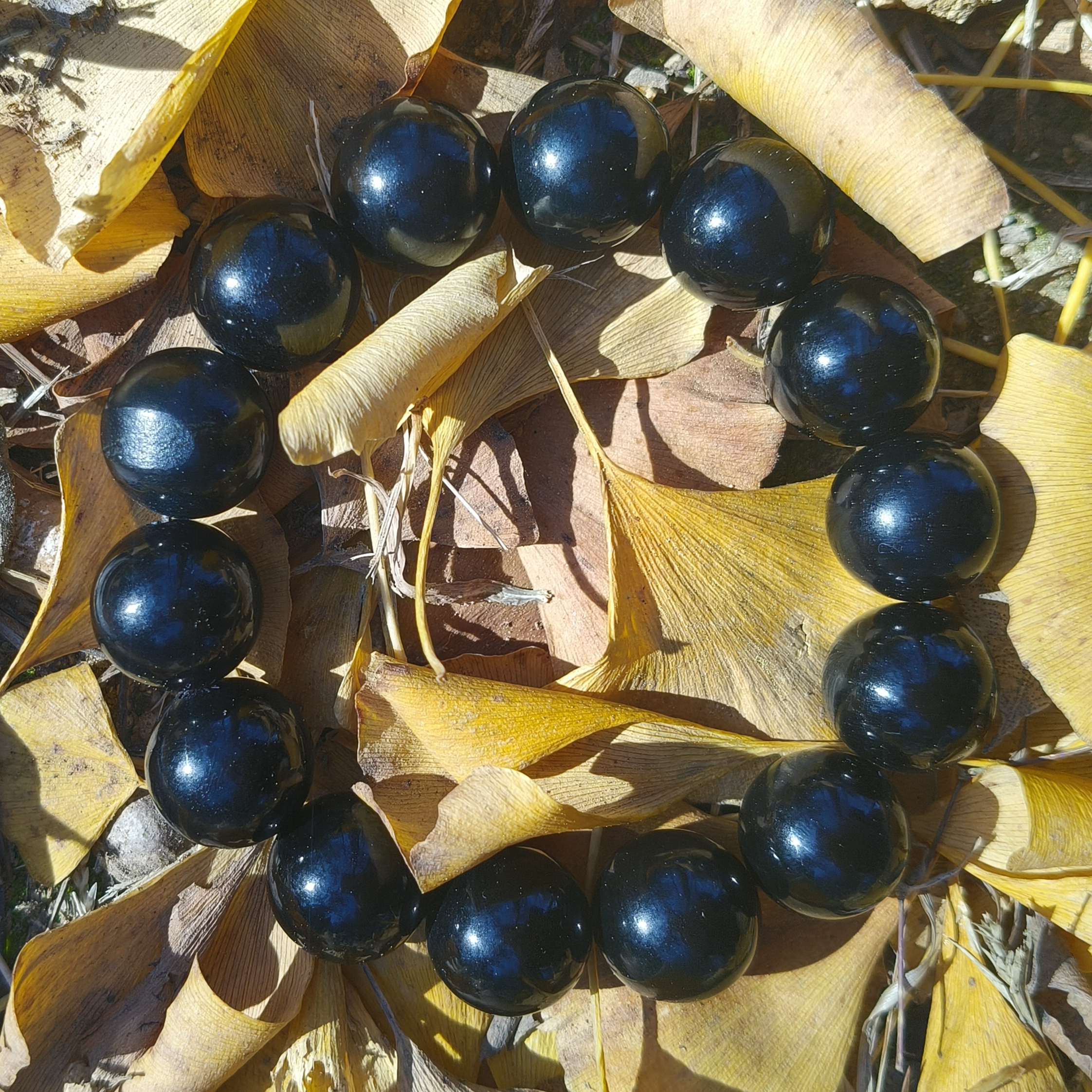 爆款！新疆和田玉细腻黑青卡16圆珠手串