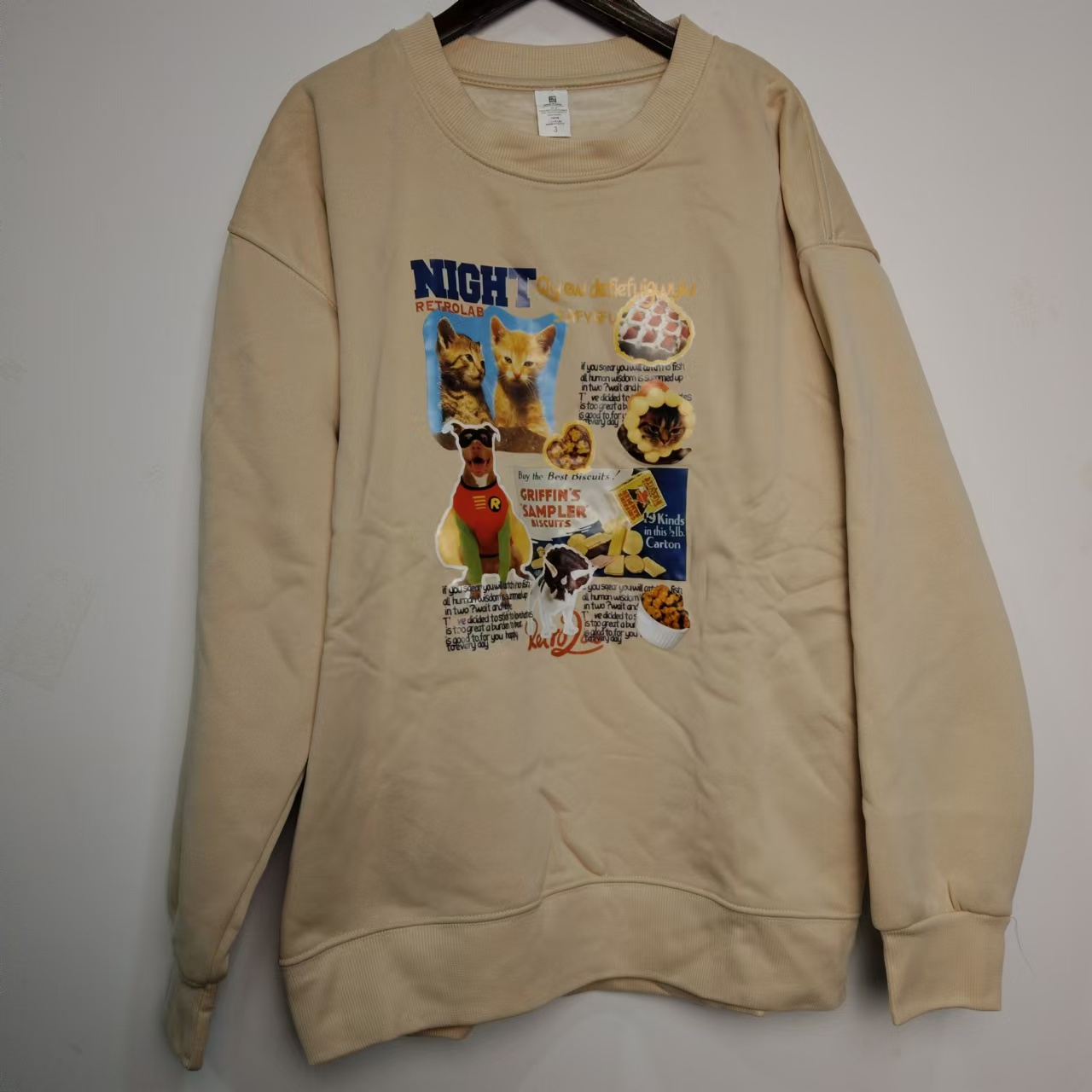 B022时尚美式潮牌卫衣秋冬加绒宽松休闲上衣潮流圆领