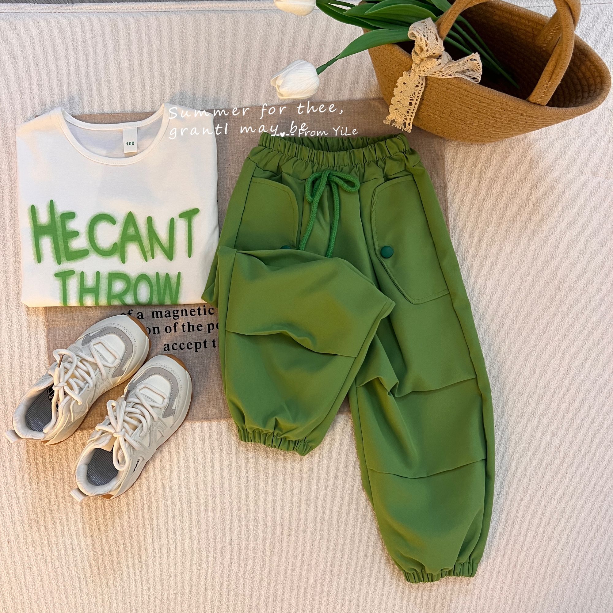 1344女童夏款工装裤套装洋气儿童装时髦新款女宝宝时尚夏装