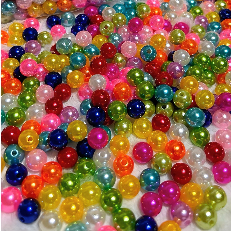 彩色直孔高亮仿珍珠圆珠儿童手工DIY饰品串珠材料配件【直播链接】