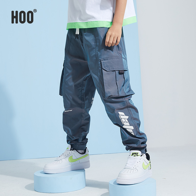 HOO速干工装裤青少年长工装夏季新品宽松休闲裤潮酷时尚百搭9446