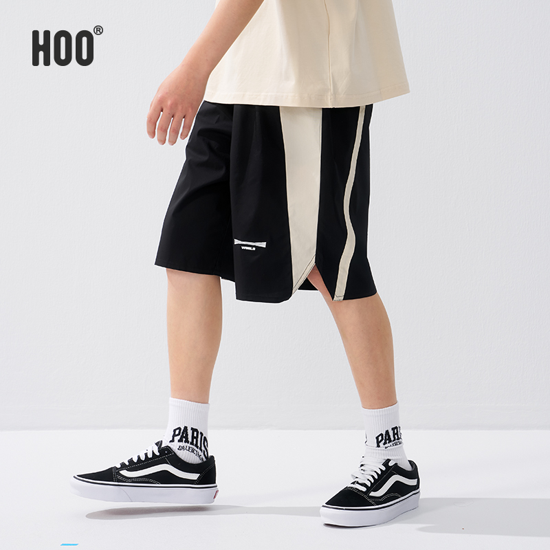 HOO夏季学生短裤时尚时尚薄款百搭青少年短裤拼接撞色休闲裤 4863