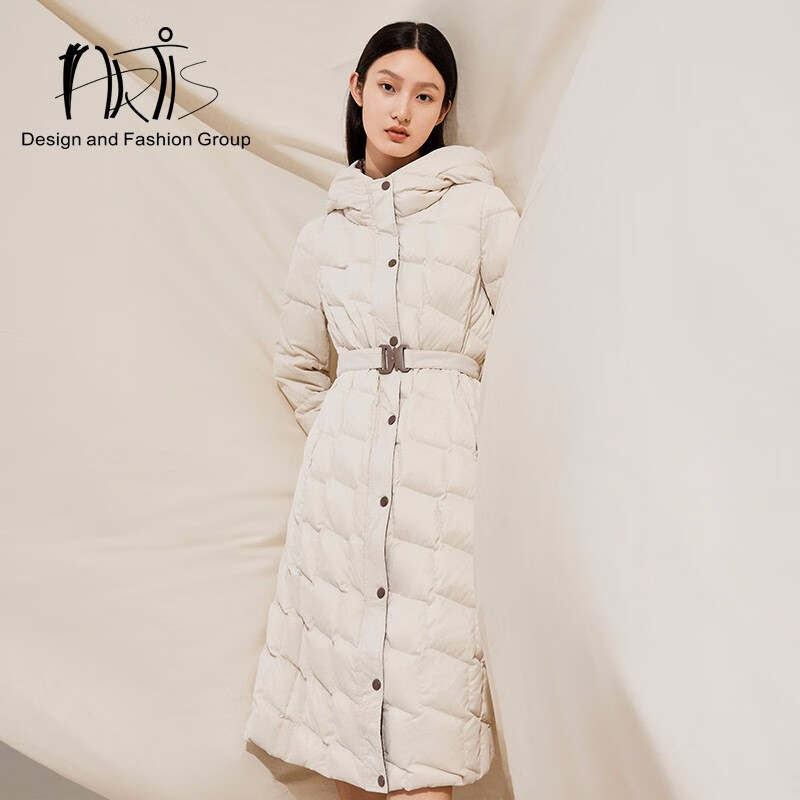 ARTIS女装 灰白色长款连帽羽绒服AR5391005-022