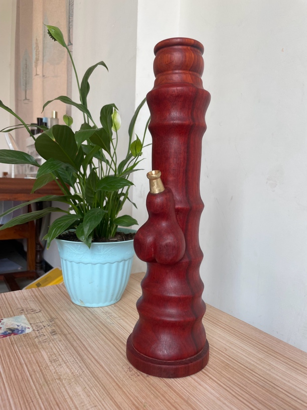 红花梨实木雕刻水烟筒红木竹子水烟筒车载短款湛江玉石口水烟筒