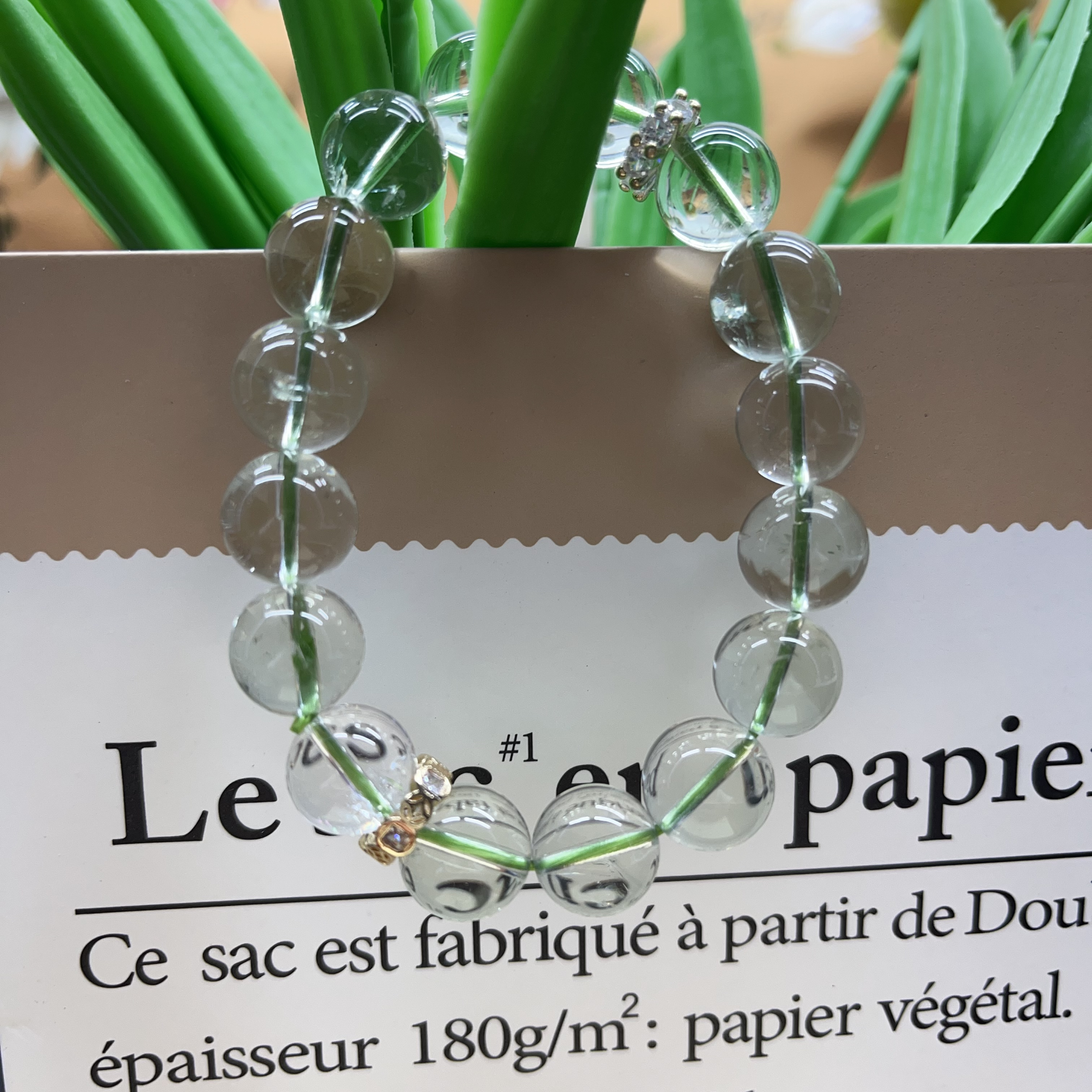 天然冰种绿水晶 绿阿赛手链 原创设计碎冰冰手串透体浅绿色手饰