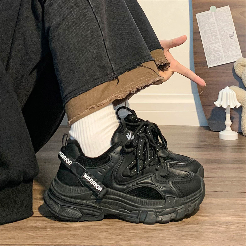 回力爆款加绒老爹鞋厚底网红黑武士女鞋春季运动休闲鞋子女跑步鞋