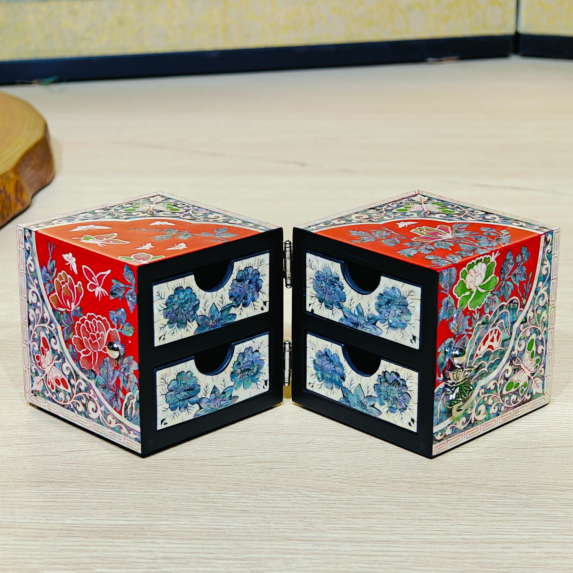 首饰展示架 10350创意精致木质抽屉式古风高档首饰收纳