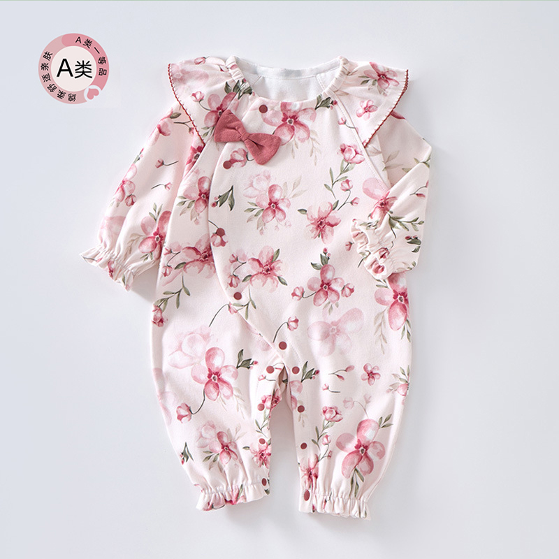 新生婴儿连体衣公主哈衣女宝宝新生儿哈衣春秋韩版纯棉长袖外出服