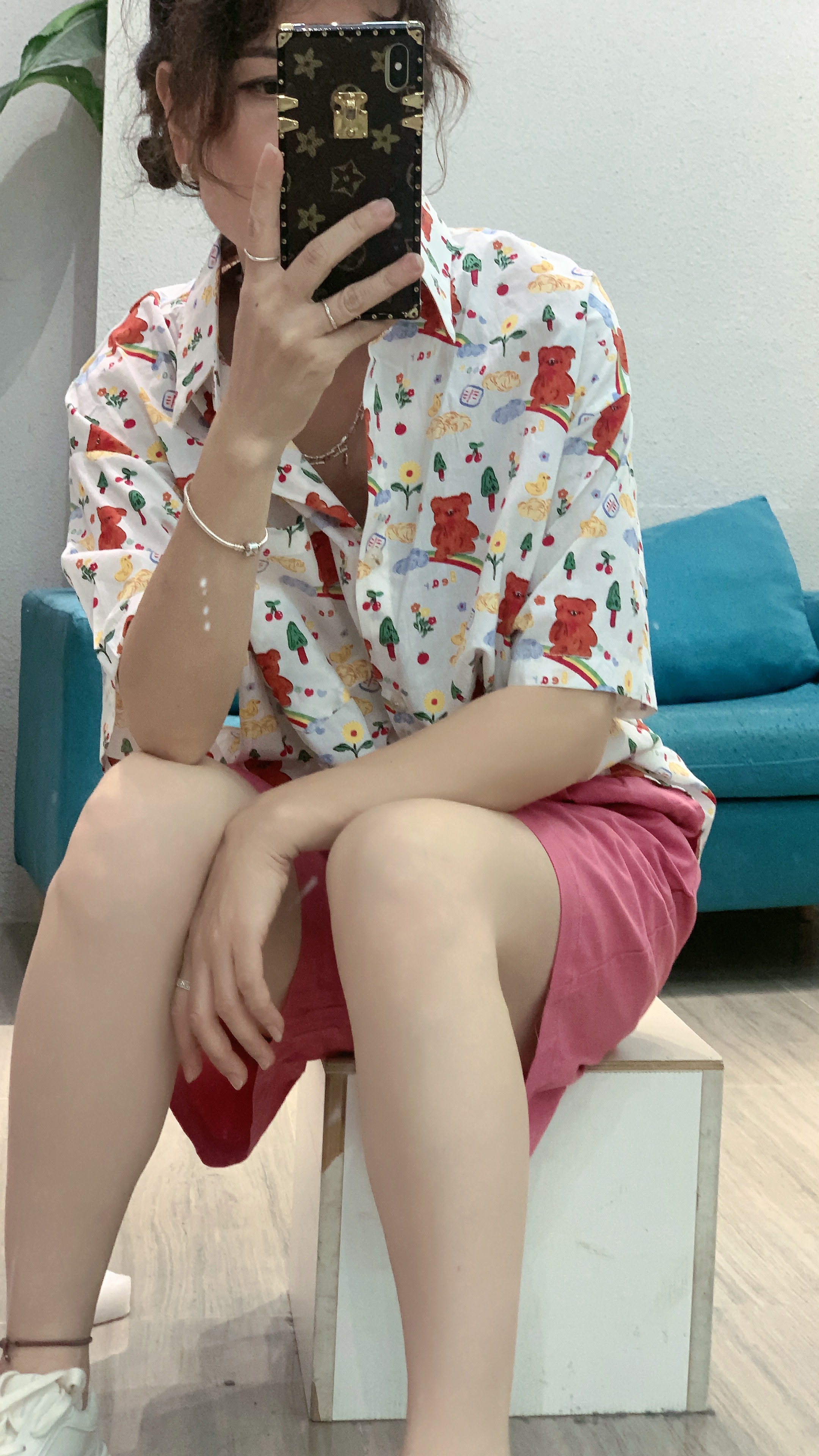休闲花衬衫韩版日系宽松大码衬衣089